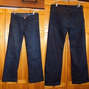 Earnest Sewn Dark Wash wide leg trouser denim